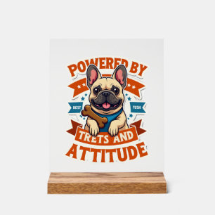 Powered By Treats And Attitude French Bulldog Vint Acrylic Sign