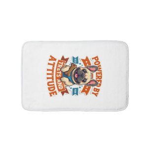 Powered By Treats And Attitude French Bulldog Vint Bath Mat