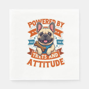 Powered By Treats And Attitude French Bulldog Vint Napkin
