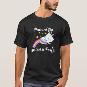 Powered By Unicorn Fart Unicorn Cat Kitten Rainbo T-Shirt