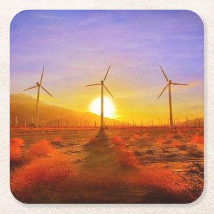 Powered by Wind Square Paper Coaster