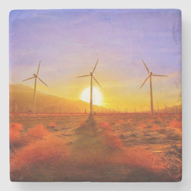 Powered by Wind Stone Coaster (Front)