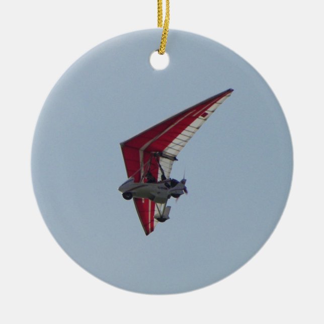 Powered hang glider ceramic tree decoration (Front)