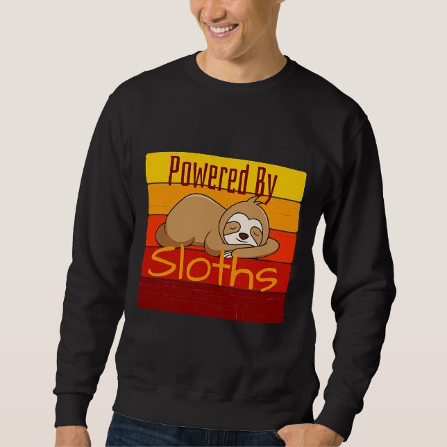 Powered Sloths Cute Sleeping Nap Sloth Sweatshirt (Front)