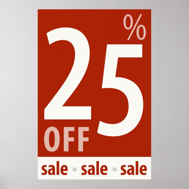 Powerful 25% OFF SALE Sign - retail sales poster (Front)