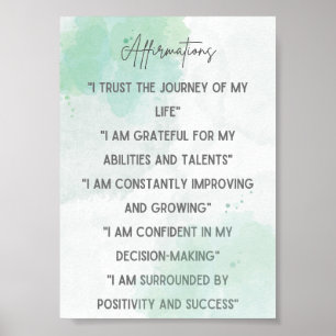 Powerful Affirmations For Self Confidence  WallArt Poster