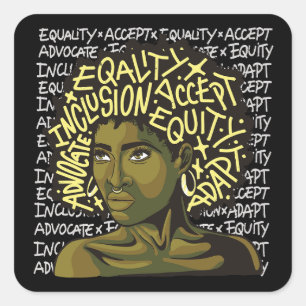 Powerful Afro Art on Equity and Inclusion  Square Sticker