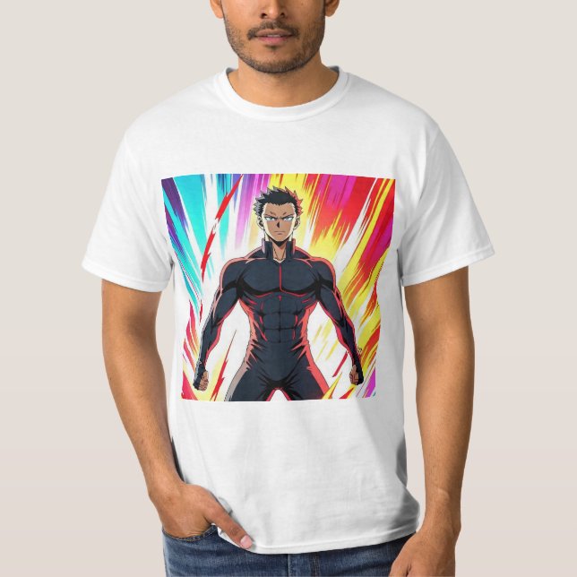 Powerful Anime Hero Transformation – Dynamic Energ T-Shirt (Front)