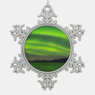 Powerful Aurora Snowflake Pewter Christmas Ornament