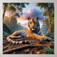 Powerful Bengal Tiger in the Wild Jungle
