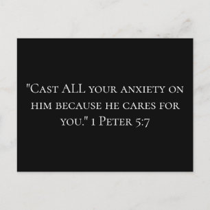 Powerful Bible Quote on Anxiety Black and White Postcard