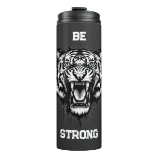 Powerful Black and White Artistic Roaring Tiger Thermal Tumbler