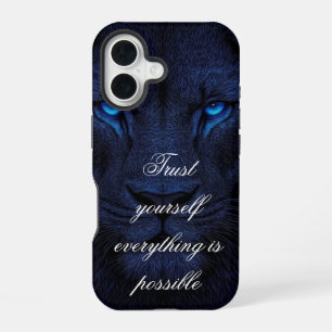 Powerful Blue Lion Motivational iPhone Wallpaper 16 Case