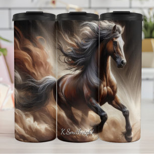 Powerful Brown Horse Dust Gallop Thermal Tumbler