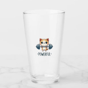 Powerful Cat Lifting Weights, Cute Gym Kitty Art Glass