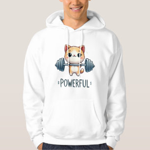 Powerful Cat Lifting Weights, Cute Gym Kitty Art Hoodie