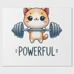 Powerful Cat Lifting Weights, Cute Gym Kitty Art Wrapping Paper
