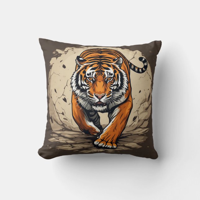Powerful Charging Tiger Cushion (Front)