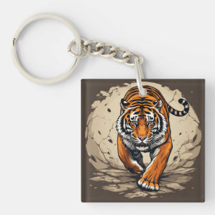 Powerful Charging Tiger Key Ring