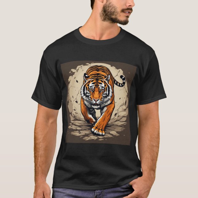 Powerful Charging Tiger T-Shirt (Front)