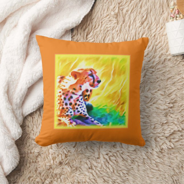 Powerful Cheetah Animal Painting. Buy Now Cushion (Blanket)