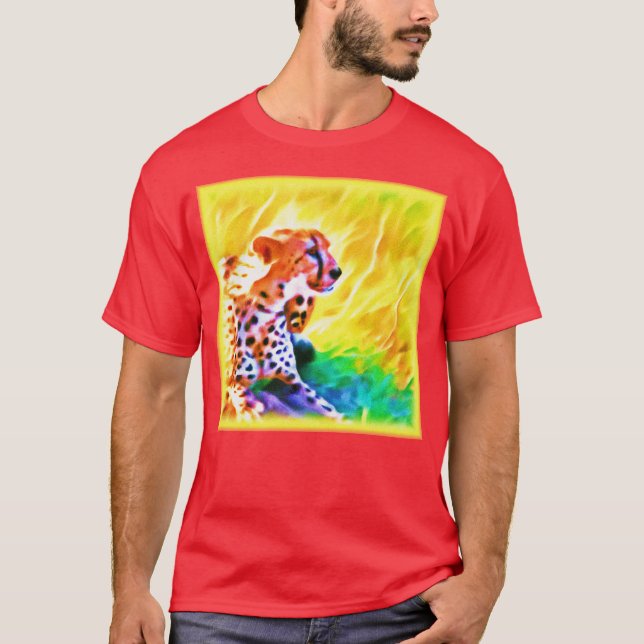Powerful Cheetah Animal Painting. Buy Now T-Shirt (Front)