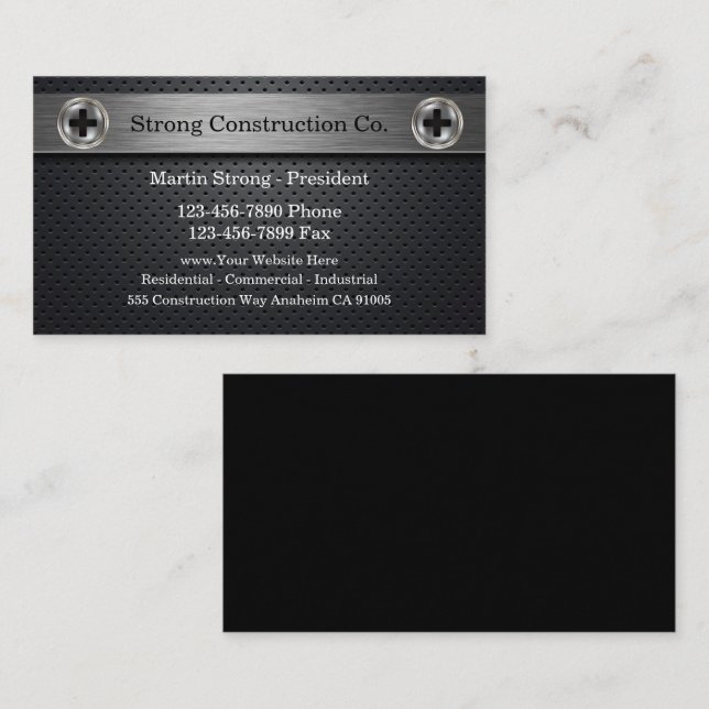 Powerful Custom Construction Business Cards (Front/Back)