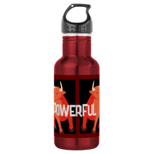Powerful Custom Name with Bulls Image Red Outdoor 532 Ml Water Bottle