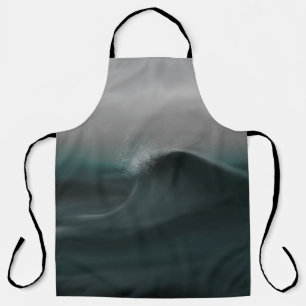 Powerful deep green wave in storm apron