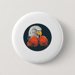 Powerful Eagle With Boxing Gloves For A Dynamic Lo 6 Cm Round Badge