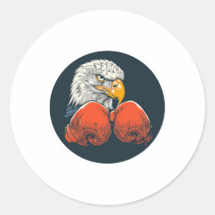 Powerful Eagle With Boxing Gloves For A Dynamic Lo Classic Round Sticker