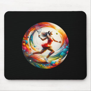 Powerful Forehand – Female Tennis Player In Action Mouse Pad