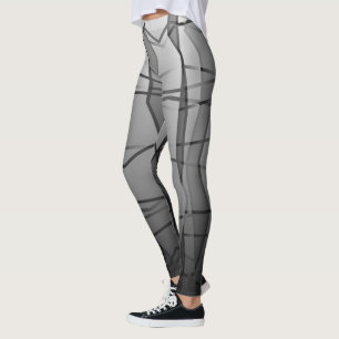 Powerful Grey Geometric Mesh Effect Leggings