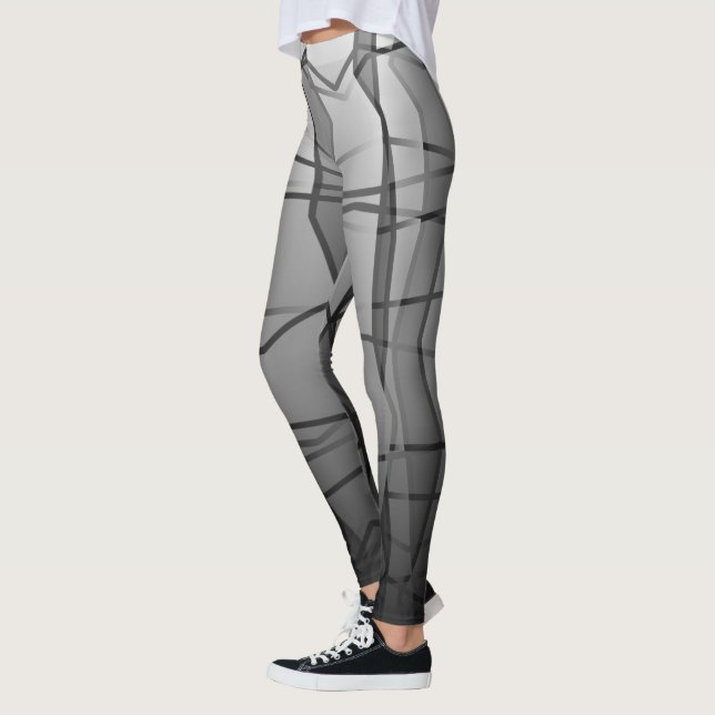 Powerful Grey Geometric Mesh Effect Leggings (Left)