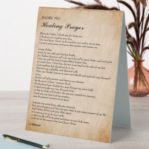 Powerful Healing Prayer by Padre Pio Tabletop Sign