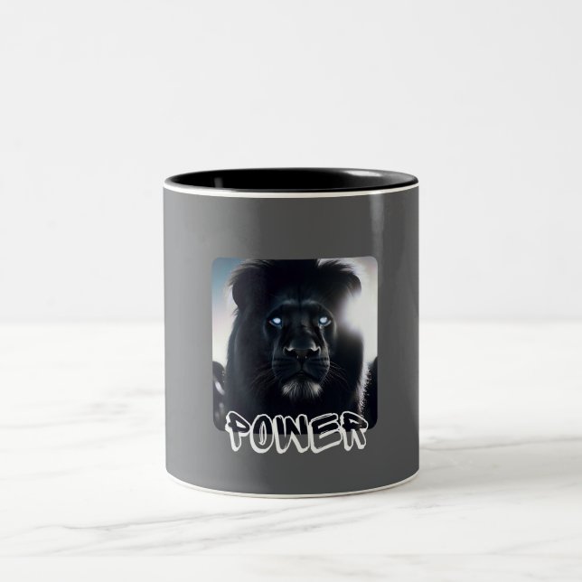 Powerful Like a Lion Motivational Two-Tone Coffee Mug (Center)