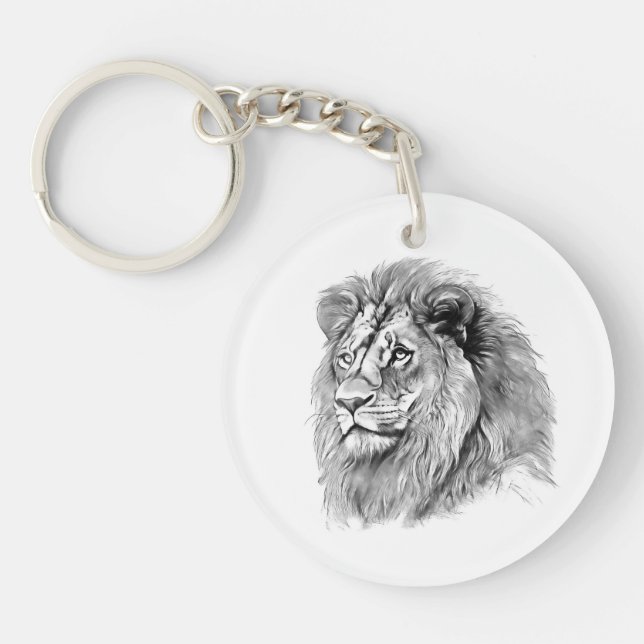 Powerful Lion Portrait Key Ring (Front)
