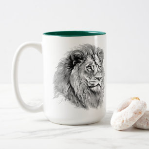 Powerful Lion Portrait Two-Tone Coffee Mug