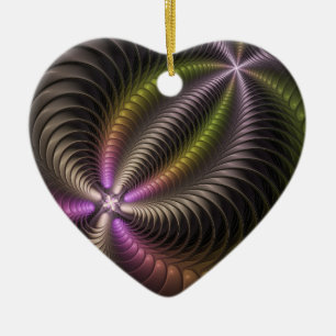 Powerful Movement Colourful Abstract Fractal Art Ceramic Ornament
