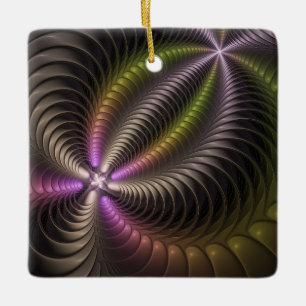 Powerful Movement Colourful Abstract Fractal Art Ceramic Ornament