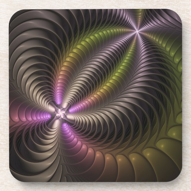 Powerful Movement Colourful Abstract Fractal Art Coaster (Front)