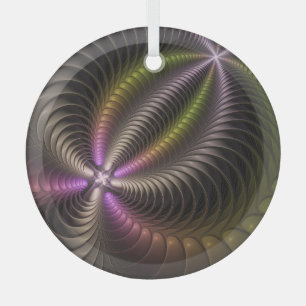 Powerful Movement Colourful Abstract Fractal Art Glass Tree Decoration