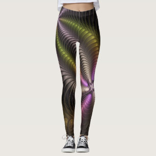 Powerful Movement Colourful Abstract Fractal Art Leggings