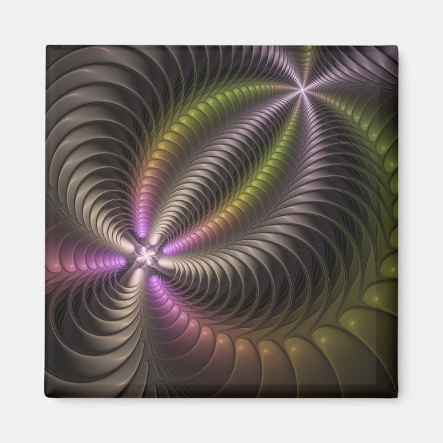 Powerful Movement Colourful Abstract Fractal Art Magnet (Front)