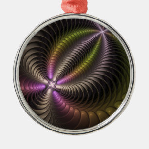 Powerful Movement Colourful Abstract Fractal Art Metal Ornament