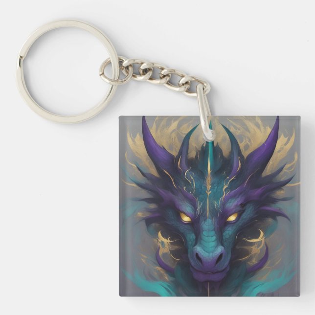 Powerful Mythical Dragon Head Key Ring (Front)