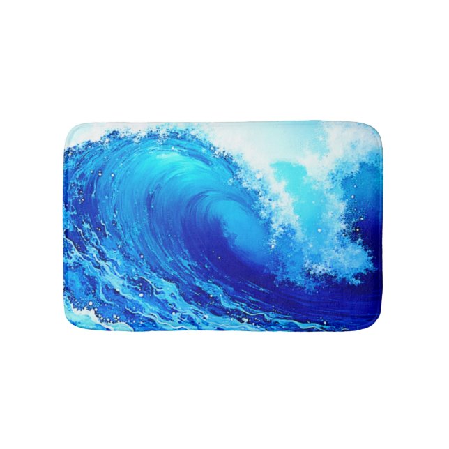Powerful Ocean Wave Surge Design Bath Mat (Front)