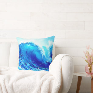 Powerful Ocean Wave Surge Design Cushion
