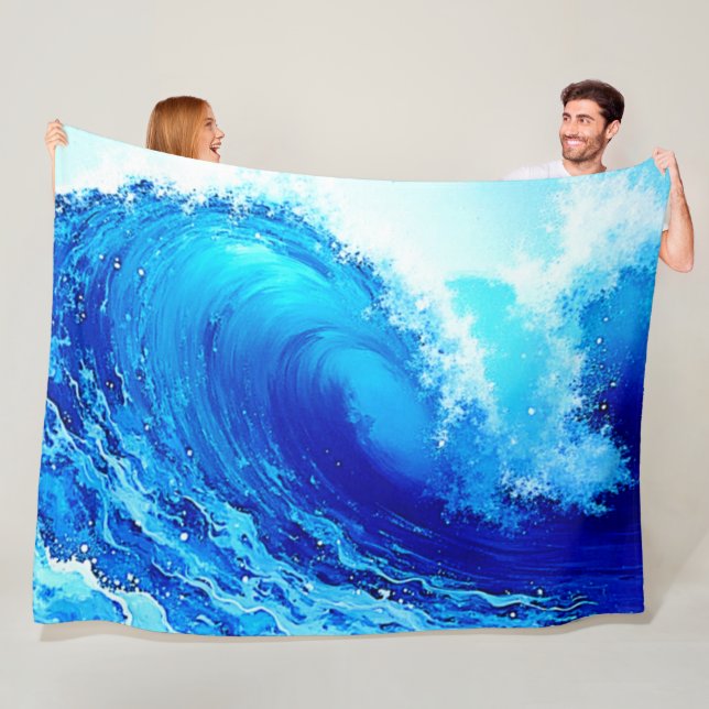 Powerful Ocean Wave Surge Design Fleece Blanket (In Situ)