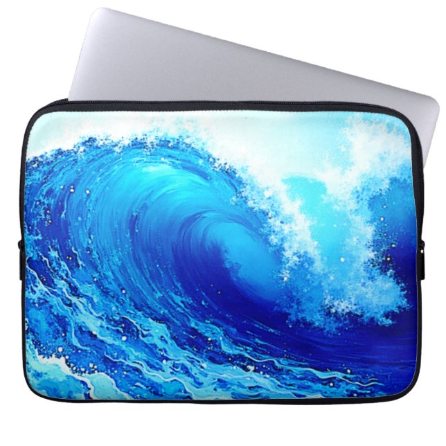 Powerful Ocean Wave Surge Design Laptop Sleeve (Front)